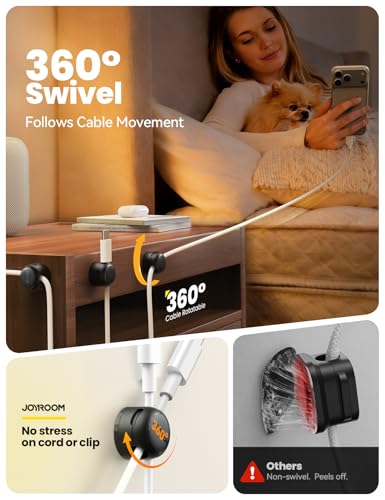 Image of JOYROOM 8 Pack Magnetic Cable Clips, 360 Swivel Cord Organizer Wire Holder