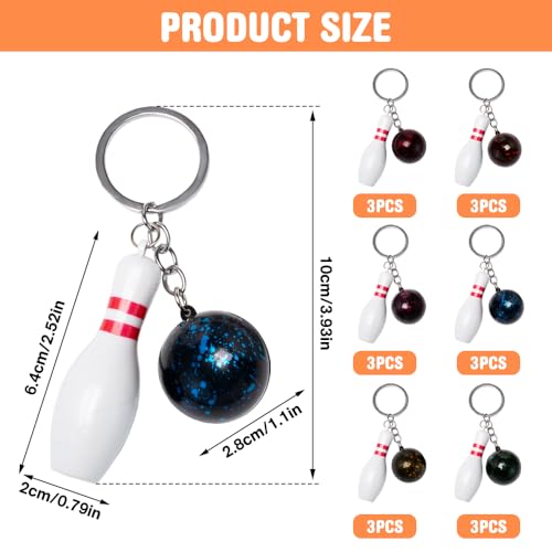 Keboyoe 18 Stück Mini Bowling SchlüSselanhänger Mitgebsel, Mini Bowling Pin Schlüsselanhänger Kinder Bowling Keychain, Mini Bowlingkugel Mit Farbe Kugel Für Kinder, Partygeschenke
