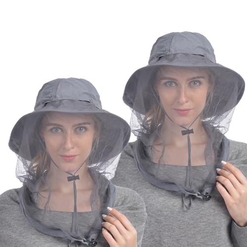 Image of USHAKE Head Net Hat, Safari Hat Sun Hat Bucket Hat with Hidden Net Mesh