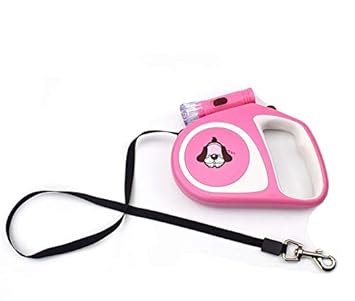 A+a Pets' Heavy Duty Automatic Dog Leash with Non-Slip Handle, One-Hand Break, Pause and Lock Retractable Dog Leash, Used for Walking Training Dogs - 5M Upto 25 Kg-Dog (Soft Pink)