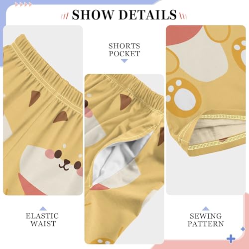 Boys' Pants Yellow Dog Japanese Pet Long Bottoms Jogger Pants Elastic Waist Trousers with Pockets S-XL4