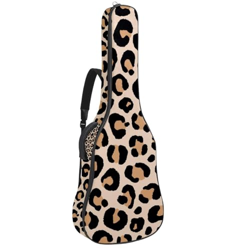 NUEAHEDN Acoustic 40/41/42 Inch Leopard Pattern Large Capacity Guitar Gig Bag 0.4Inch Extra Thick Sponge Overly Padded, with Two Storage Pockets, Waterproof Guitar Case