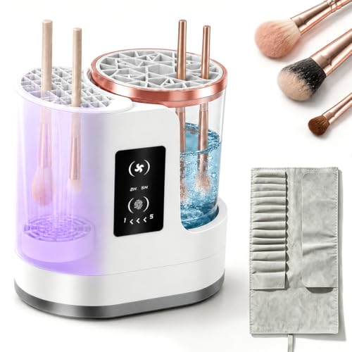 3 IN 1 Electric Makeup Brush Cleaner Dryer, Portable USB Automatic Cosmetic Brush Cleaner, Deep Clean Fast Dry for All Size Makeup Brush Set, Eyeshadow, Blush Brushes, Beauty Sponges, Ideal Gift