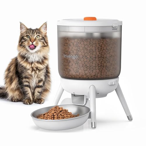 Invengo Distributeur Croquettes Chat Automatique Programmable, Double Alimentation Électrique, Conception Anti-Insecte, Trémie 3L – Distributeur de...