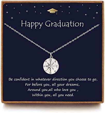 LOVEMY Graduation Gifts for Her - Sterling Silver Compass Necklace for GoodLuck Graduate Gift, Gifts for Her, Friendship Jewelry Gifts for Sister