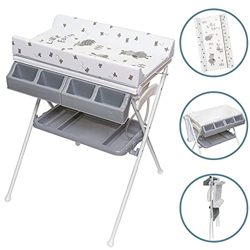 ib style® KOA commode met badkuip | mobiele commode | inklapbaar | 4 decors | My Little Farm Grey - Image 3