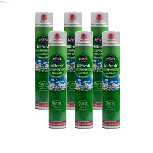 Image of Nilco Power Fresh Spring Bouquet Air Freshener 6-Pack 750ml Aerosol Odour Eliminator – Long-Lasting Waterless Spray for Hotels, Offices & Large Areas High-Discharge Fragrance for Industrial Use