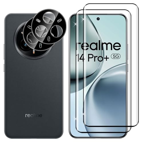 per Realme 14 Pro Plus Vetro Temperato + Pellicola Fotocamera 2+2 Pezzi 3D Copertura Completa Senza Bolle Prottetiva HD Anti Graffio Protezione Schermo