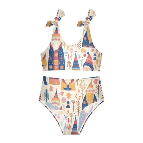 KLL Christmas Scandinavian Goodluck Gnome Girls Two Piece Bikini Set Beach Bathing Suit Swimming Suits Cute Shoulder Strap3
