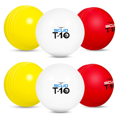 Image of SCUD T10 PVC Wind Ball for Practice | Indoor & Outdoor Soft Training Cricket Ball for Coaching & Daily Practice | Lightweight 80-85 g Durable PVC Construction (Pack of 6pc Balls, Multicolor)