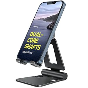 Nulaxy Dual Folding Cell Phone Stand, Fully Adjustable Foldable Desktop Phone Holder Cradle Dock Compatible with Phone…