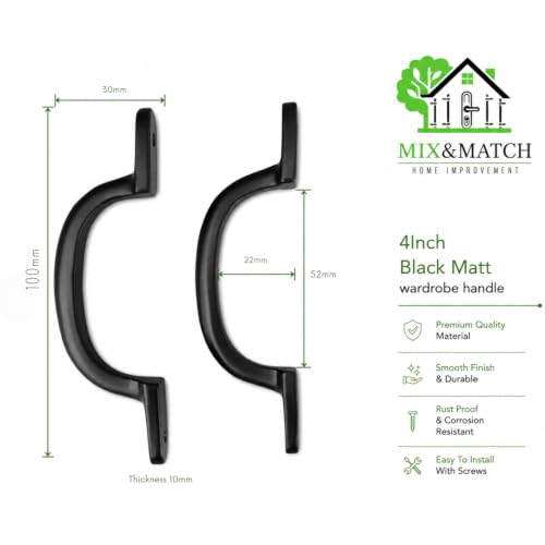 Image of Mix&Match 4inch Drawer Handle Black Matte Finish Pull Knob Pack of 6