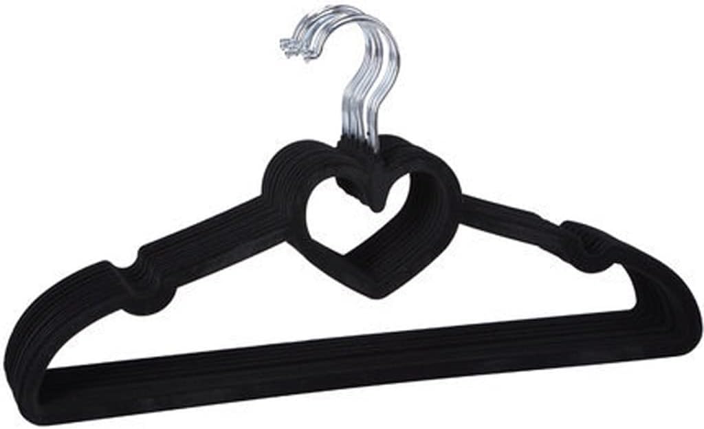 10 Pieces Colorful Velvet Clothes Hangers Loving Heart Velvet Coat Hanger Non-Slip Heart-Shaped Multifunction Hangers(D)