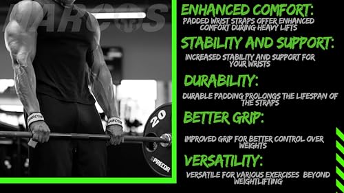 Image of Premium 100 % Genuine Leather Weightlifting Gym Straps with 5mm Neoprene Padded Wrist Support Heavy Duty Double Stitched, Deadlifting, Powerlifting Gym Accessories for Men and Women with 54 CM Hand Bar Grip Extra-long length (Black)