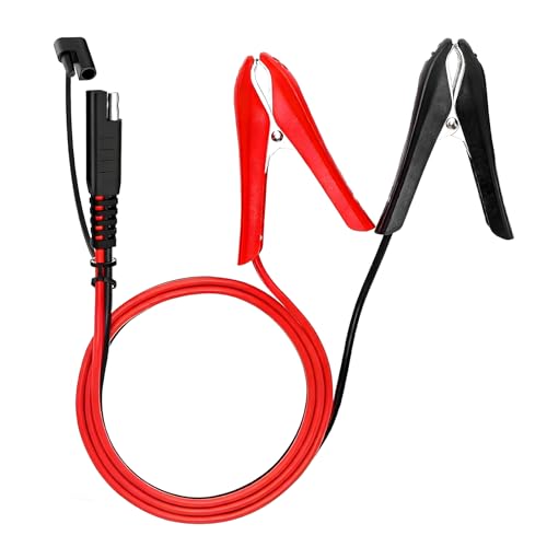 Fkewp 2.23FT 12V 16AWG Alligator Clip to SAE Connector, Quick Disconnect SAE Battery Crocodile Clip with Wire, Quick Release Clamp Solar Power Charging Extension Cable for Most Vehicles