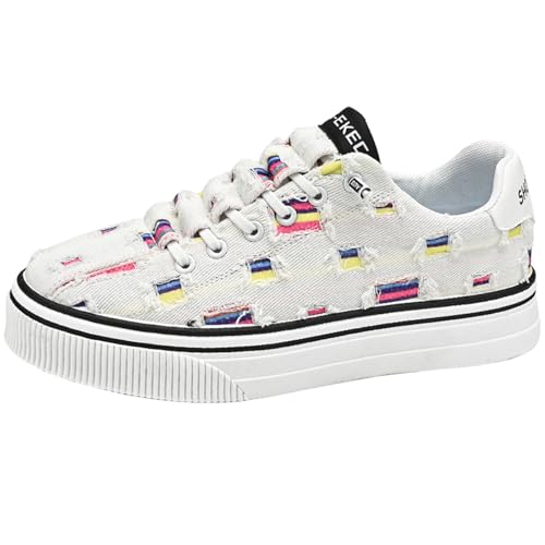 Image of Vrupons Retro Casual Skate Shoes for Men - Vintage Canvas Sneakers with Distressed Design - Stylish Lightweight Footwear White