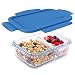 Bentgo Glass Snack (Blue) - 2-Compartment Bento-Style Glass Food Storage for Snacks and Small Meals | Ideal for Meal Prep, Leftovers, and Portion Control - FDA-Approved, BPA-Free, Food-Safe Materials