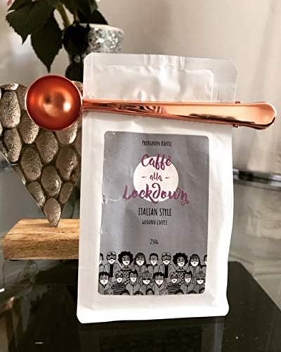 Simplife Rose Gold Stainless Steel Coffee Scoop with Bag Seal Clip for Coffee, Milk Powder, Tea, Oatmeal .Great Gift Basket Idea.