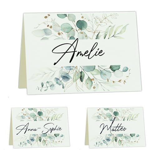 Kackspecht Tischkarten Namenskarten 50 Stück zum beschriften Hochzeit Geburtstag Konfirmation Kommunion Taufe Feier Namensschilder zum selbst beschriften Boho