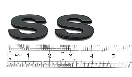 Image of 2pcs (Pair) SS Fender Emblems Replacement for 96-02 Camaro SLP SS Badge New Reproduction 12369966R (Gloss Black), (CH-SS)