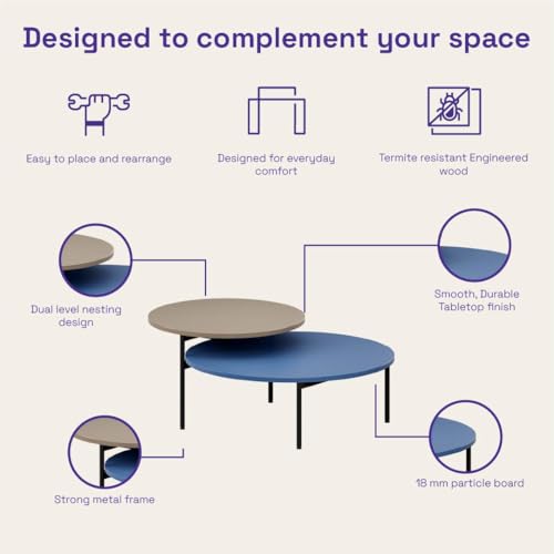 Image of Wakefit Center Table | 1 Yr Warranty | Coffee Table for Living Room Wooden, Tea Table for Living Room Wooden, Sofa Table, Free Installation from Brand, Modern Multi-Functional & Wobble-Free(Arkive)