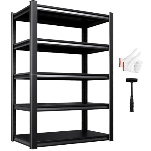 AOAORGG Heavy Duty Metal Garage Shelving Unit 71.2 H x 35.4 W x 15.7 D 5-Tier Adjustable Storage Shelves for Garage Storage Standing Shelf Unit & Shelves Organizer for Home Warehouse Workshop