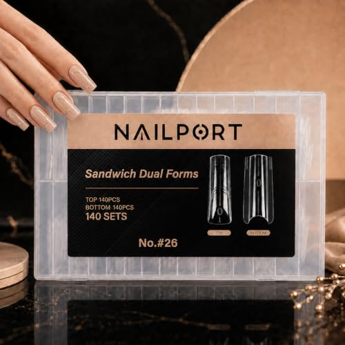 Medium Square Protez Tırnak Sandwich Dual Üst Form Jel Polygel Acrygel, Akrijel ve Polijel için Dual Form Şablon 280'li WN-DF026