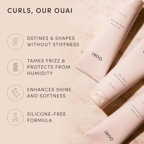 Image of OUAI Travel Size Curl Cream - Curl Defining Cream with Chia & Linseed Oil - Enhances Definition, Hydration & Shine - Tames Frizz & Protects from Humidity - Curly Hair Products for Women (2.5 oz)