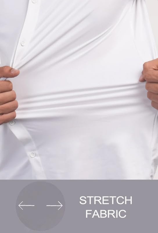 Men’s Muscle Fit Dress Shirts Athletic Slim Fit Short Sleeve Stretch Casual Button Down Shirt - Image 5