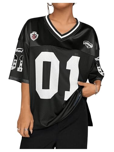 SOLY HUX Jersey Shirts for Women Y2k Graphic Number Oversized Tees