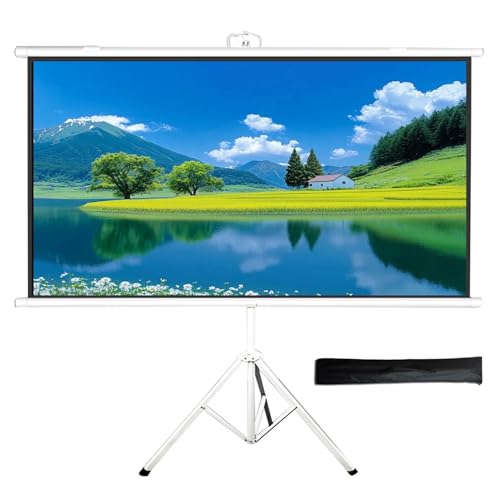 Schermo per Proiettore Portatile da Esterno con Treppiede, Schermo di Proiezione Estraibile da 60/72 pollici,Altezza Regolabile, per Home Theater,Feste in Giardino(Gray screen,60 inch)