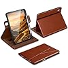 DTTO Funda para iPad A16, iPad de 11ª/10ª generación (2025/2022), funda de cuero de alta calidad giratoria de 360 grados con soporte para lápices, color marrón