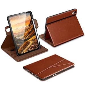 DTTO Funda para iPad A16, iPad de 11ª/10ª generación (2025/2022), funda de cuero de alta calidad giratoria de 360 grados con soporte para lápices, color marrón