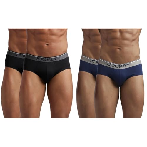 Image of Jockey 8037 Men's Super Combed Cotton Solid Brief with Ultrasoft Waistband(Pack of 4),Assorted