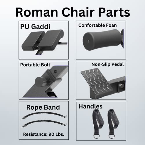 Darcon Hyperextension Bench Roman Chair - Adjustable And Foldable Back Extension Bench, Glutes Home Workout Equipment For Women And Men. Full All-In-One Body Workout. Set Includes 2 Rope Band, And 2 Handles. #TOP5