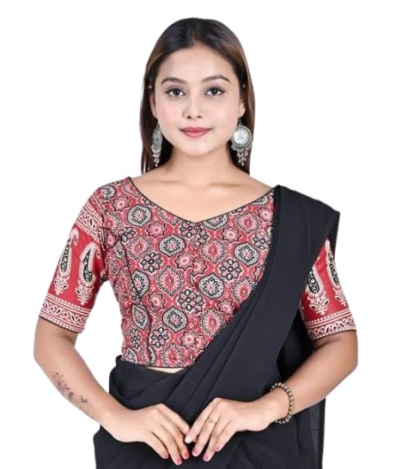 Short Sleevels Women Multicolour Printed Readymade Blouse Comfortable, Breathable, Lightweight, Skin Friendly-image-47