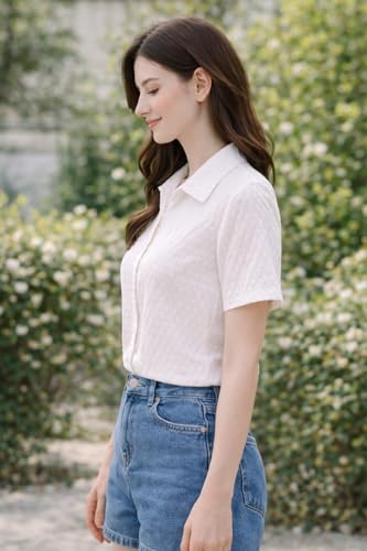 Image of Zilcon Bricks Womens Fashion Crop top for Woman Casual Short Sleeve Shirts for Woman | Women Fashion | Formal Shirts for Women