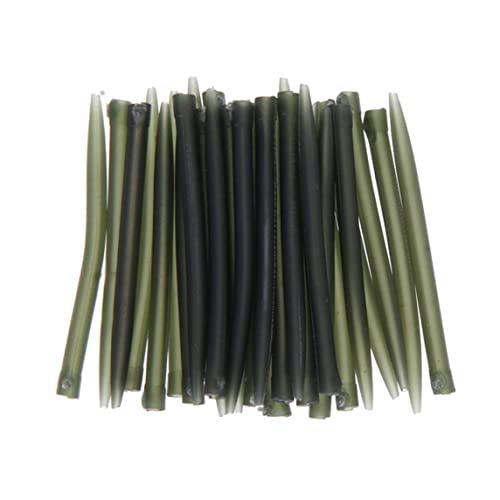 Nicedeal Fishing Rubber Tubes, 30Pcs Fishing Anti Sleeves Terminal Connect Hook Carp Fishing Line Aligner Carp Fishing Rubber Tubes Green Fishing Gear