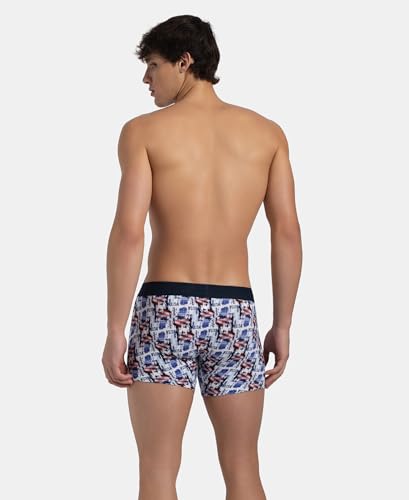 Image of Jockey US63 Men's Super Combed Cotton Elastane Stretch Printed Trunk with Ultrasoft Waistband