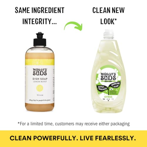 Molly's Suds Liquid Dish Soap | Clean, Simple Ingredients | Extra Scrubbing Power | Citrus Scent, 24 oz - 2 Pack - Image 3
