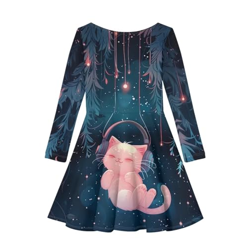 Girls Cute Dress Long Sleeve 3-16 Years Old Novelty Swing Flowy Dress Versatile Dresses2