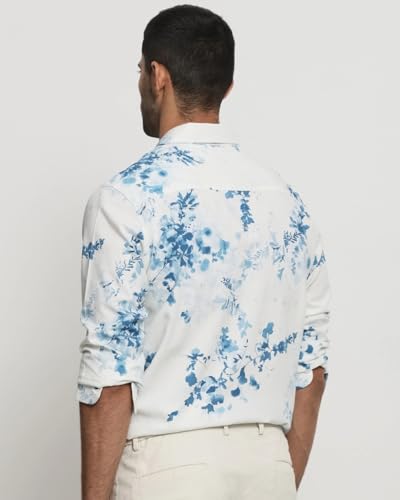 Image of MUFTI Off White Floral Slim Fit Shirt