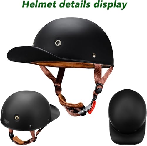 Image of Baseball Motorcycle Half Helmet DOT Approved for Adults Universal Hat Style Helmet with Adjustable Quick Release Buckle Fits Bicycle Cruiser Scooter