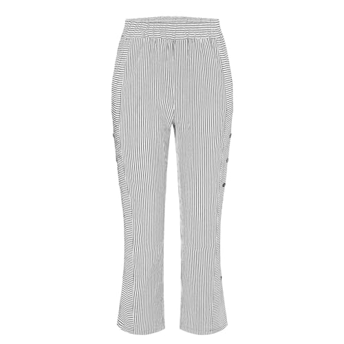 Pantalon décontracté ample en coton lin à rayures pour femme - 3