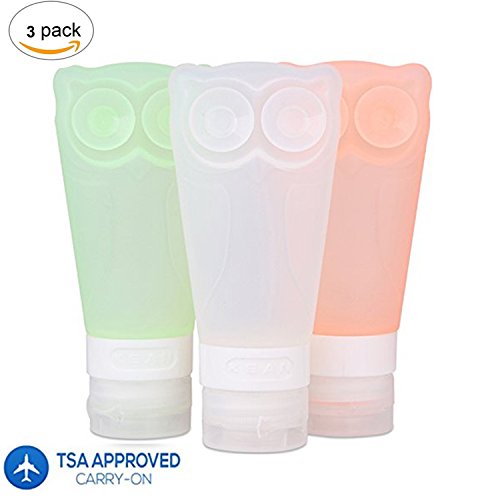 IYOOVI Portable Soft Silicone Travel Bottles Set with Double Suction Cups,Set of 3 in TSA Approved Bag