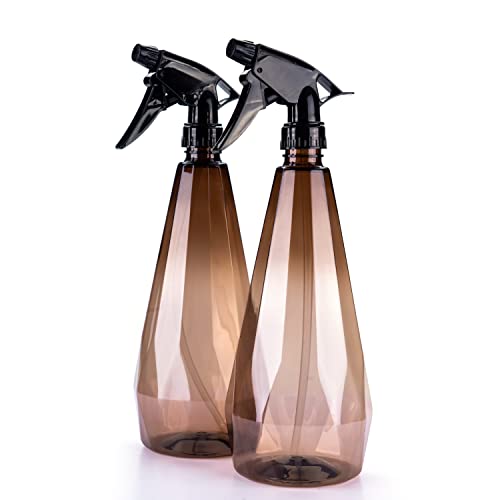 Amber Spray Bottle-Cleaning Spray Bottles,Healthy Plastic & 32 oz Spray Bottle For Hair&Hand&Clothe&Bathroom&Plant,Empty Mister Refillable Spray Bottles With ET,Essential Oil,Water,etc.(2 pack)