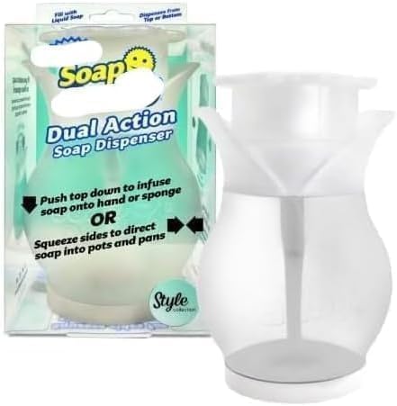 Soap Dispenser - Soap Daddy Dual Action for Kitchen Refillable BPA Free Plastic 1 Count (Pack of 1) White