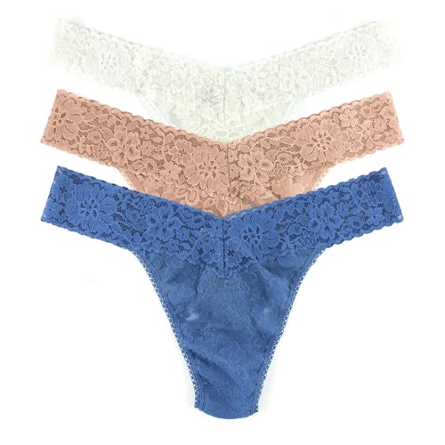 Image of hanky panky - Daily Lace Original Rise Thongs for Women 3 Pack | One Size (4-14) | Lacy thong underwear, lingerie panties