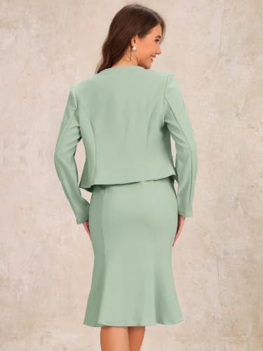 Image of Allegra K Women's Suit Dress Set Cropped Blazer Sleeveless Mermaid Dress