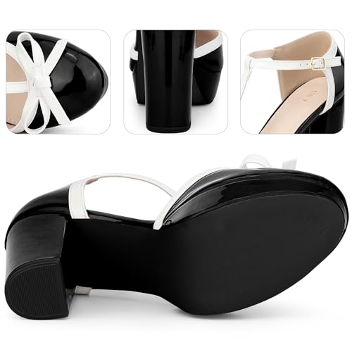 Perphy Bow T-Strap Platform Chunky Heels Pumps for Women4